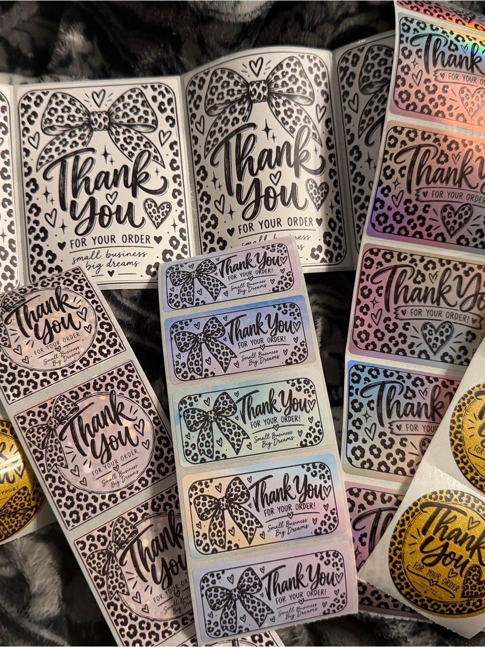 50 count Thank You Sticker Pack - Iridescent Pastel Leopard Thank You Labels
